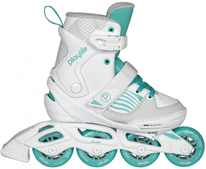 Playlife Inline Skates Light Breeze 82A Wit/Turquoise Maat 29/32