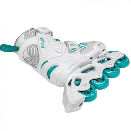 Playlife Inline Skates Light Breeze 82A Wit/Turquoise Maat 29/32