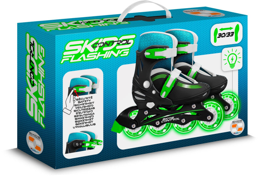Stamp Inline Skates Skids Control Hardboot Verstelbaar Zwart  zwart/blauw/groen Maat 30-33