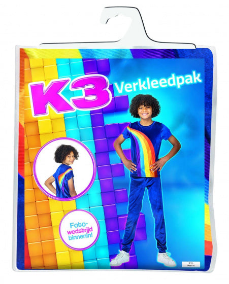 Studio 100 Verkleedpak K3 Regenboog Polyester Blauw Mt 134