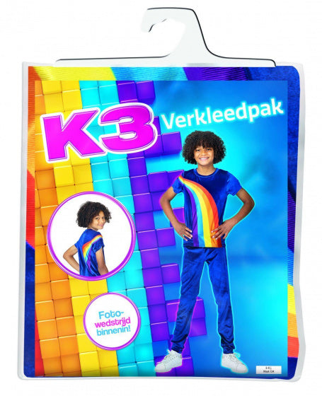 Studio 100 Verkleedpak K3 Regenboog Polyester Blauw Mt 134