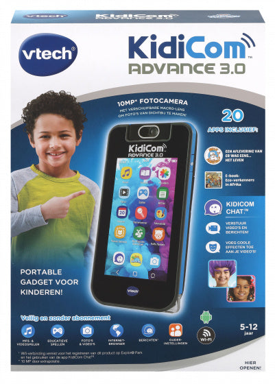 Vtech Kindertelefoon Kidicom Advance 3.0 Junior 17 Cm Blauw zwart/blauw nederlands