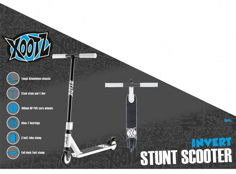 Xootz Stuntstep Junior Voetrem  zwart/wit